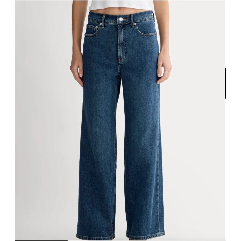 Everlane Way-High Sailor Jean Wide Leg High Rise Blue Denim Size 29 Crop